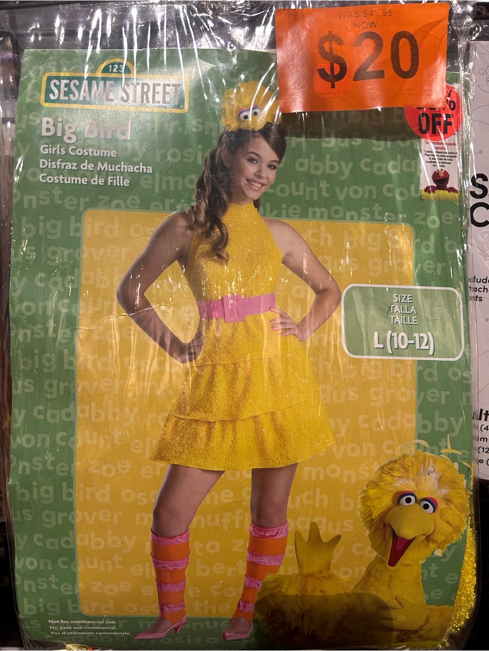 Sesame Street Big Bird Girls Yellow Costume with Pink Accents